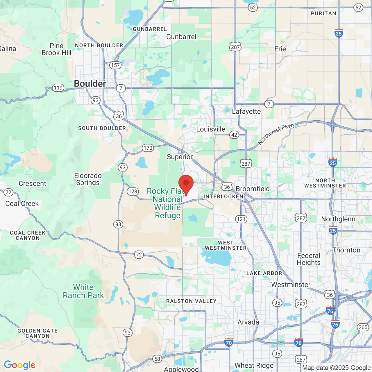 Google map image of our location in 9780 Pyramid Ct Englewood, CO