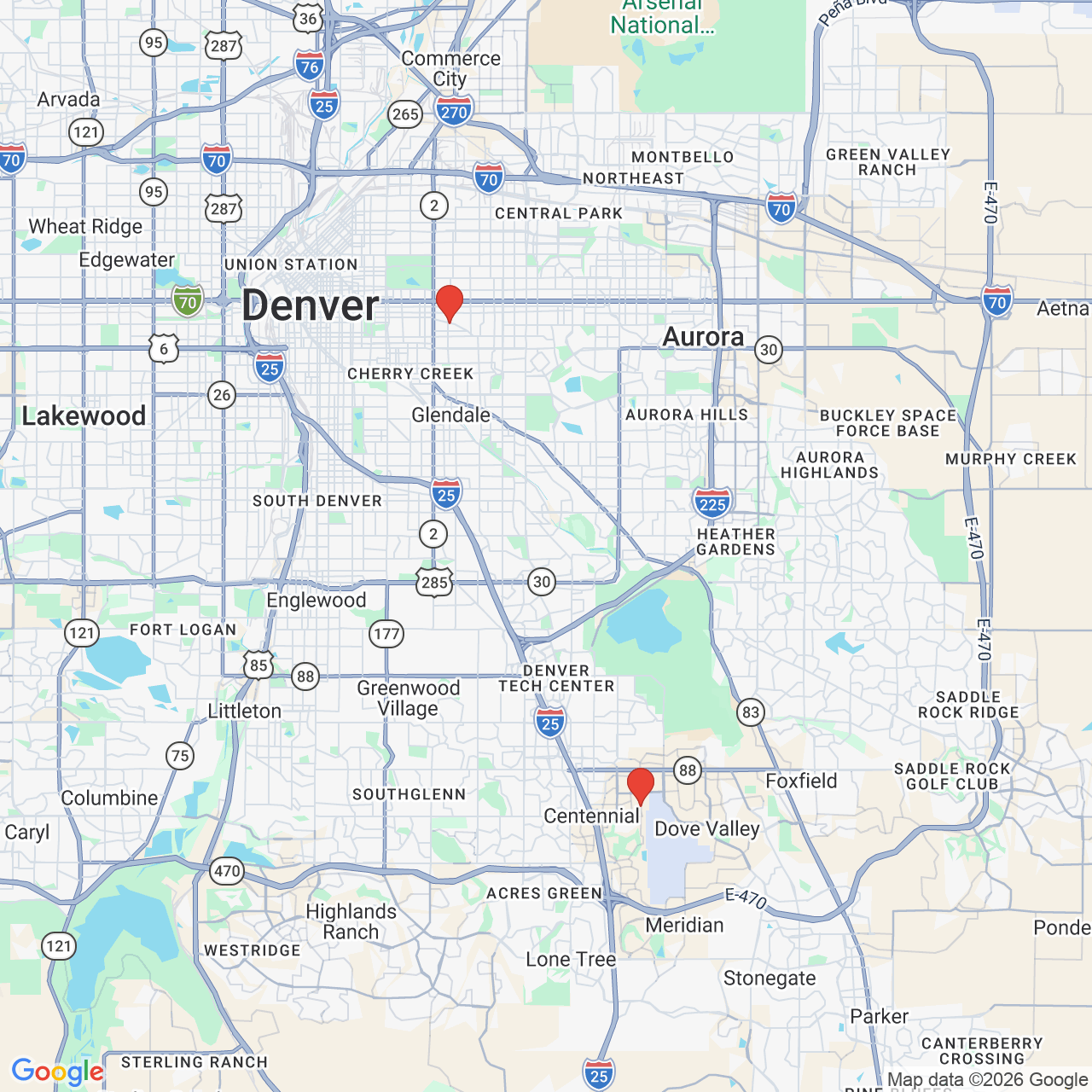Google map image of our locations